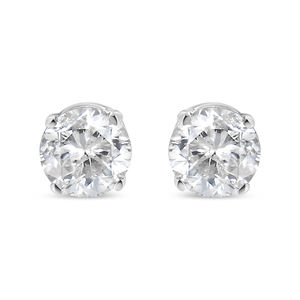 14K White Gold 1.0 Ct Round-Cut Near less Diamond Classic 4-Prong Stud Earrings